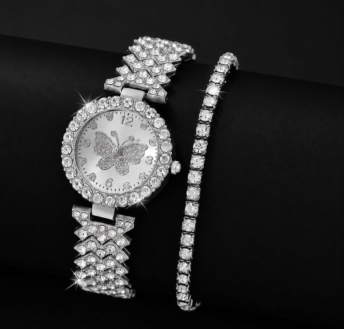 Women’s Butterfly Watch & Bracelet Set – Golden