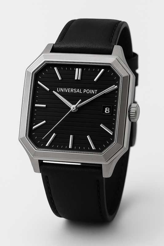 Universal Point UP 1988 Square Dial Leather Watch