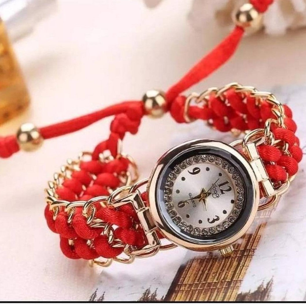 Women’s Luxury Woven Bracelet Watch – Black