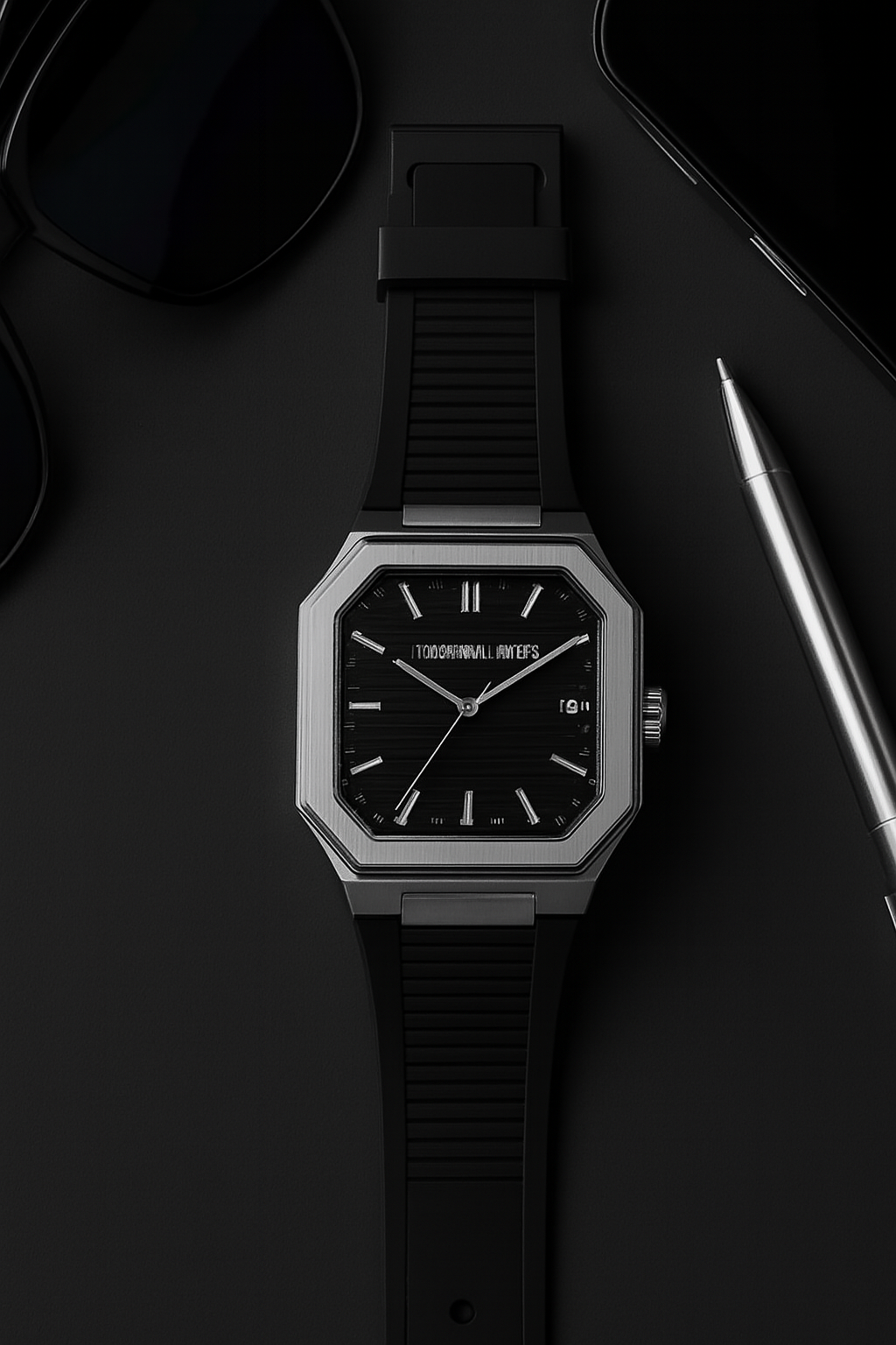Universal Point UP 1988 Square Dial Leather Watch