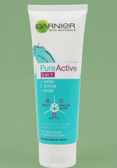 Garnier Pure Active 3-in-1 Face Wash Scrub Mask
