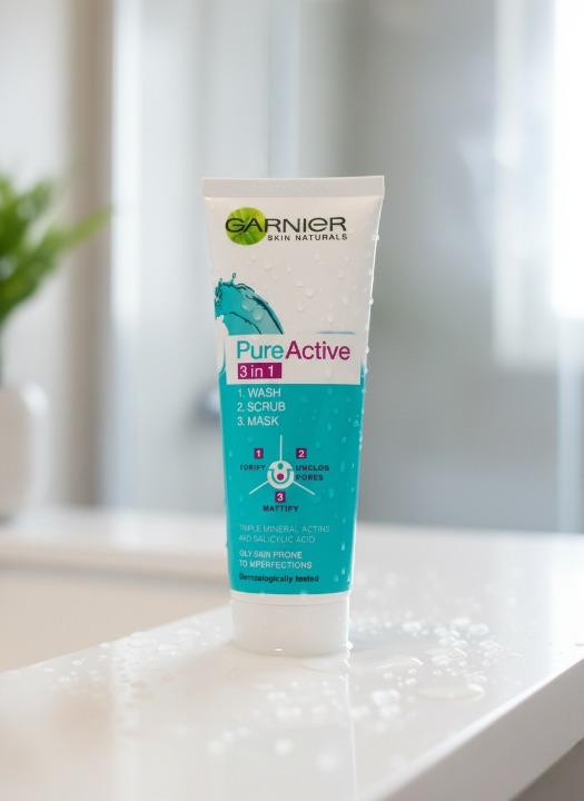 Garnier Pure Active 3-in-1 Face Wash Scrub Mask