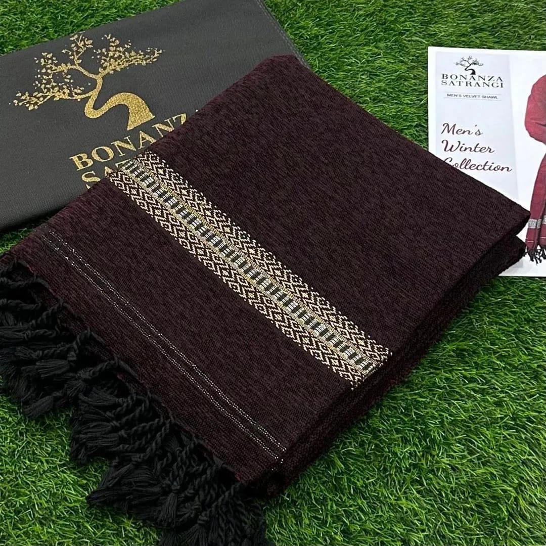 Maroon Velvet Geometric Shawl