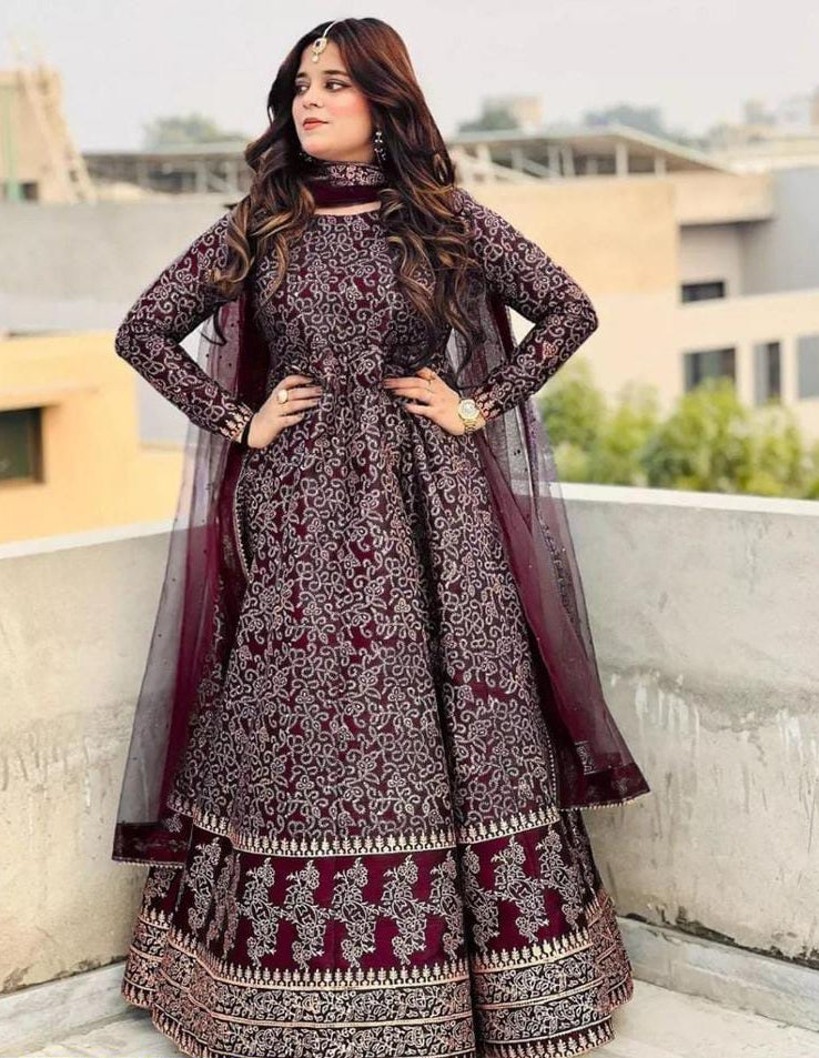 Katan Silk Printed Maxi Suit 3-Piece