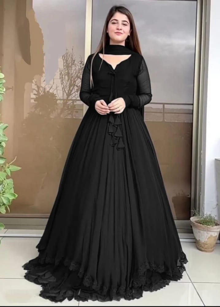 Black Chiffon Maxi Suit 3-Piece