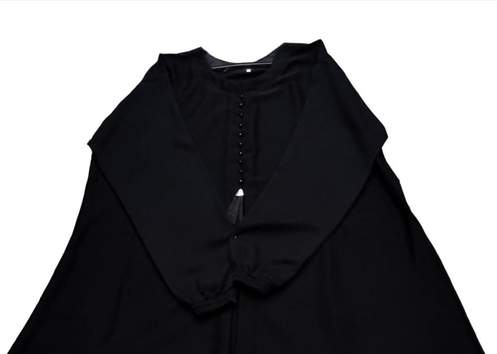 Black Pearl Tassel Maxi Abaya
