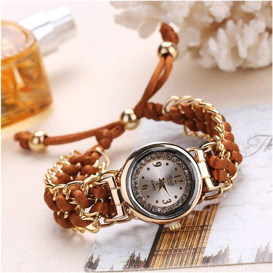 Women’s Luxury Woven Bracelet Watch – Black