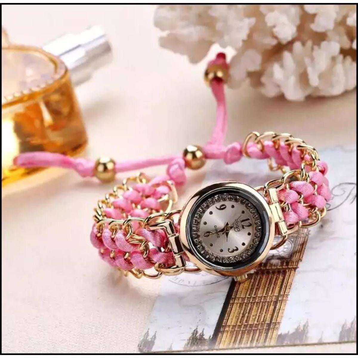 Women’s Luxury Woven Bracelet Watch – Black