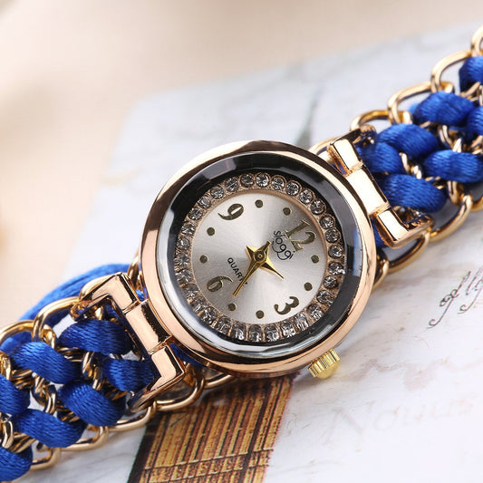 Women’s Luxury Woven Bracelet Watch – Black