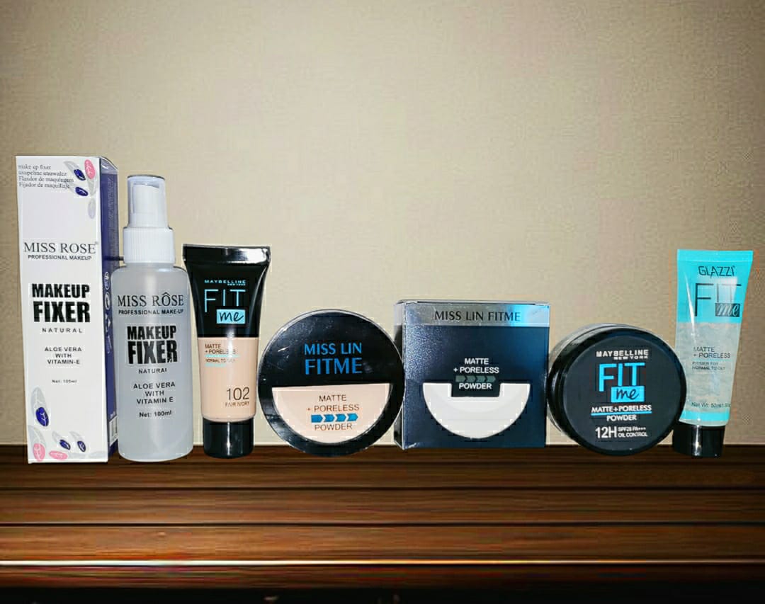 5-in-1 Face Makeup Combo – Foundation, Primer, Powder & Makeup Fixer